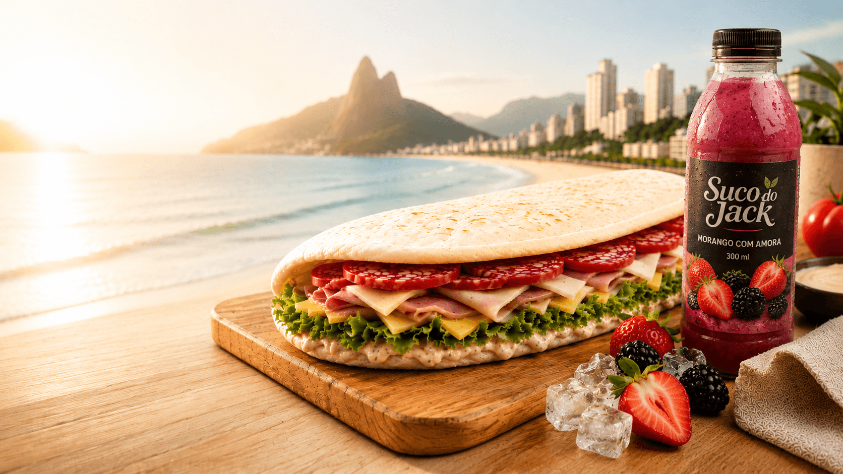 Santo Jack - Sanduíche artesanal e Suco do Jack completo na praia do Rio de Janeiro